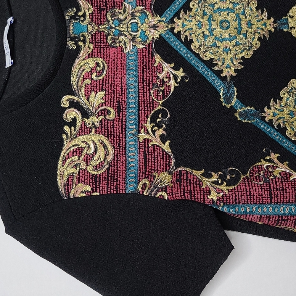 RARE Zara short sleeve shimmer gold unique design raw hem blouse top shi… - Picture 3 of 6